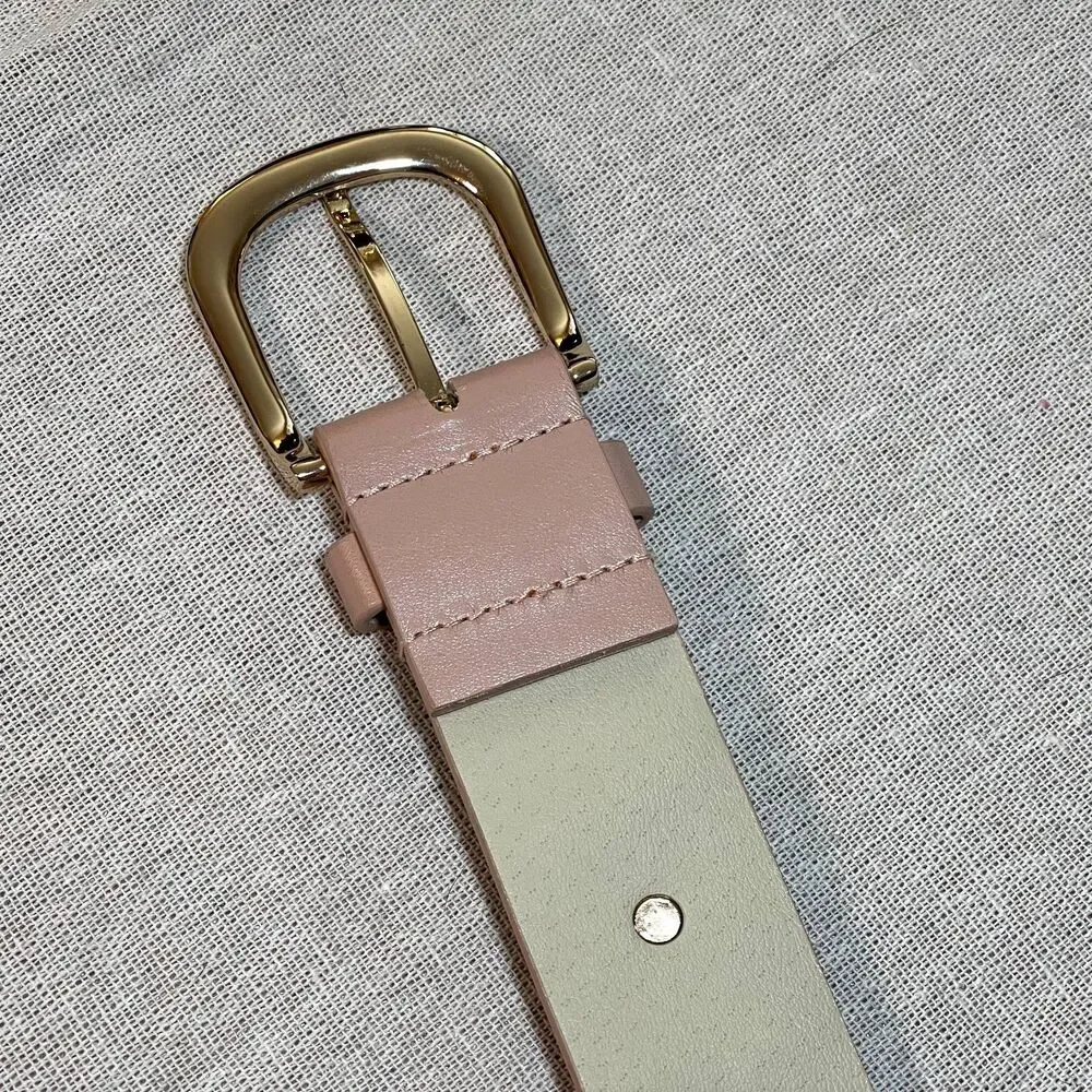 Blush Pink Vegan Leather Belt with Faux Pearl Studs ~39